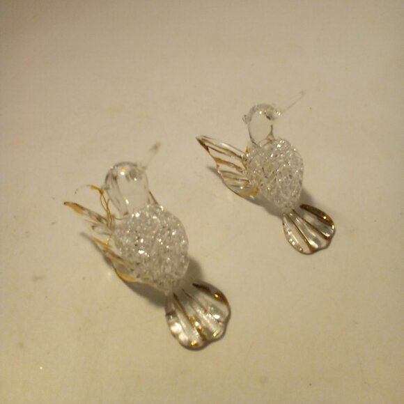 Hummingbird Christmas Ornament Hand Blown Glass Gold Trim 3" Lot of 2 - Picture 1 of 16